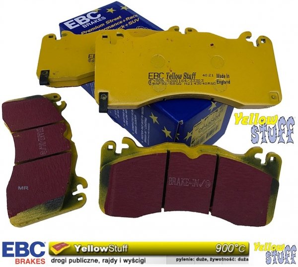 Przednie klocki YellowStuff + tarcze hamulcowe EBC seria PREMIUM Ford Mustang 5,0 V8 2015-