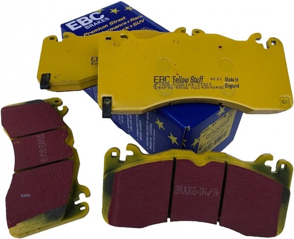 Przednie klocki YellowStuff + SPORTOWE PŁYWAJĄCE tarcze EBC seria SG Racing Ford Mustang 5,0 V8 2015-