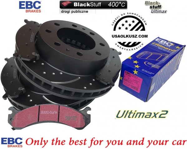 Przednie klocki Ultimax2 + NAWIERCANE NACINANE tarcze hamulcowe EBC seria GD Chevrolet Avalanche 2500 2002-2006