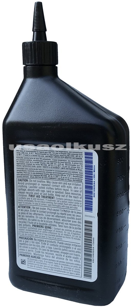 Oryginalny olej tylnego mostu 75W90 GL-5 MOPAR MS-9763 Jeep Cherokee 2003-2007