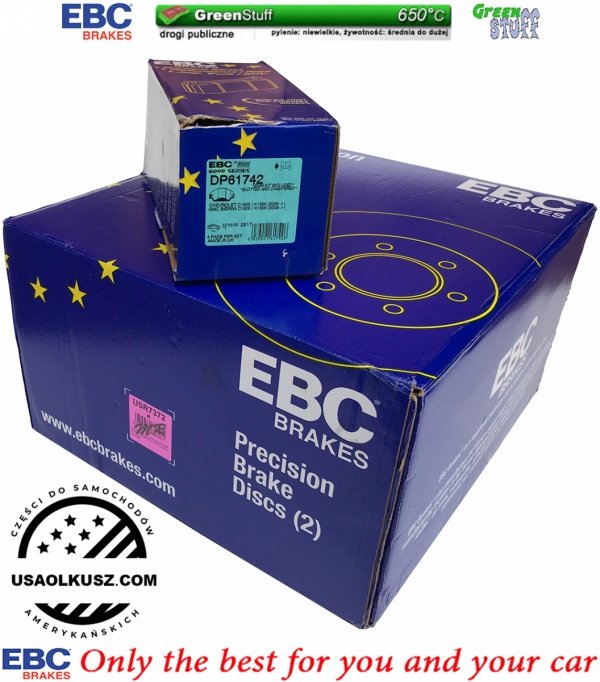 Przednie klocki GreenStuff + NACINANE tarcze hamulcowe 330mm EBC seria USR GMC Yukon 2007-2008