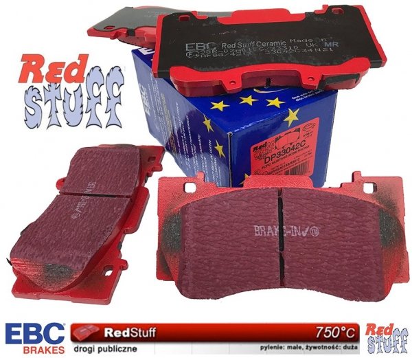 Przednie klocki RedStuff + NAWIERCANE NACINANE tarcze hamulcowe 352mm EBC seria GD Ford Mustang 2015-