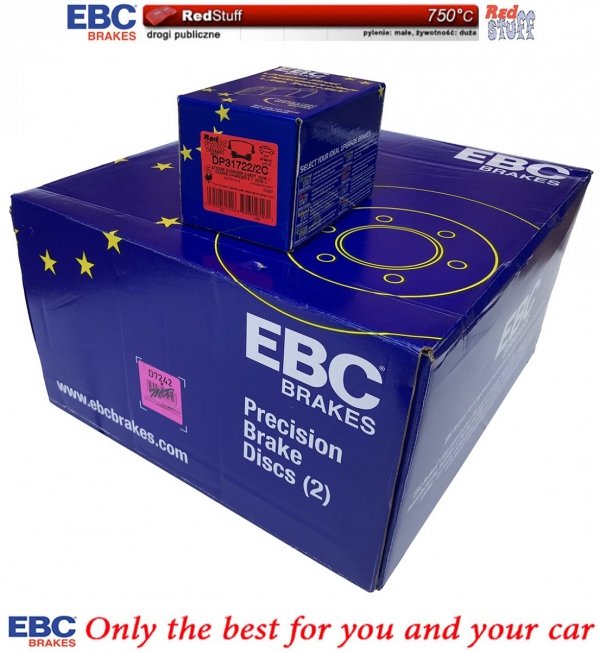 Tylne CERAMICZNE klocki RedStuff + NIE WENTYLOWANE tarcze hamulcowe EBC seria PREMIUM Chrysler 300C RWD
