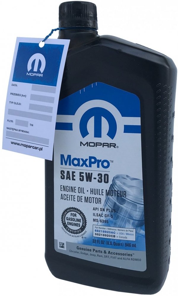 Olej silnikowy MaxPro 5W30 MOPAR GF-5 MS-6395 0,946l