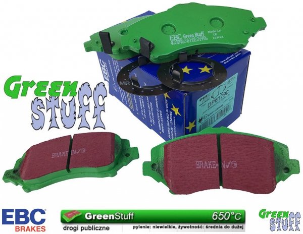 Przednie klocki GreenStuff + NACINANE tarcze hamulcowe 302mm EBC seria USR Dodge Caravan -2012