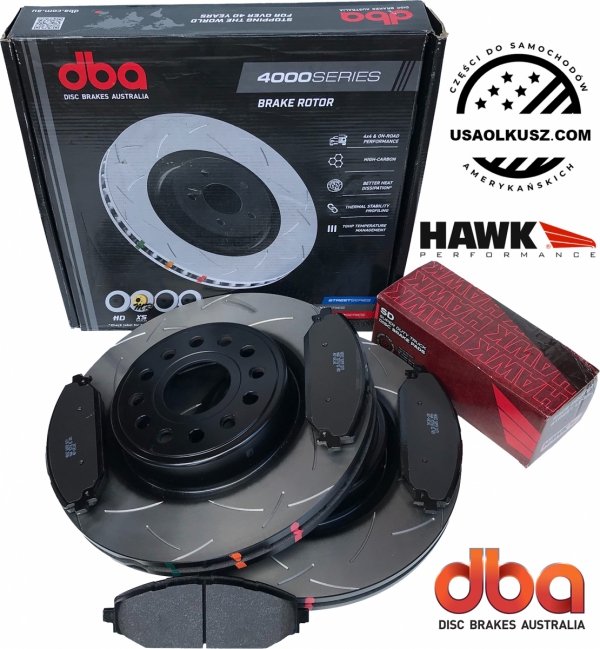 Przednie klocki HAWK SUPER DUTY + tarcze hamulcowe DBA 4000 T3 RAM 1500 DT 2019-