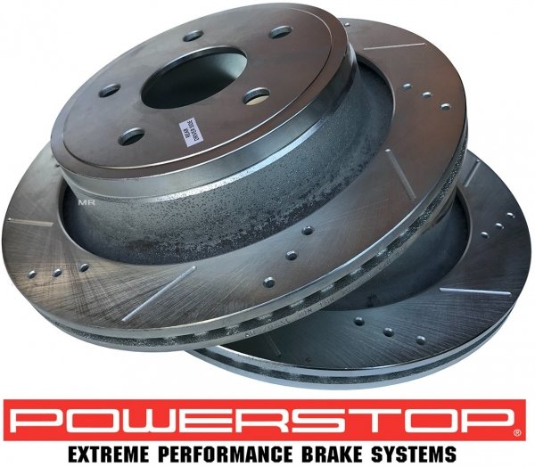 Tylna WIERCONA nacinana tarcza hamulcowa POWERSTOP 5 szpilek RAM 1500 2003-