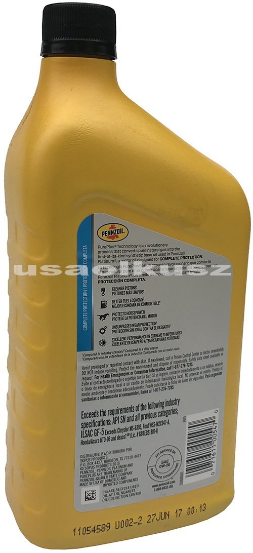 Syntetyczny olej silnikowy 0W20 PENNZOIL GF-5 MS-6395