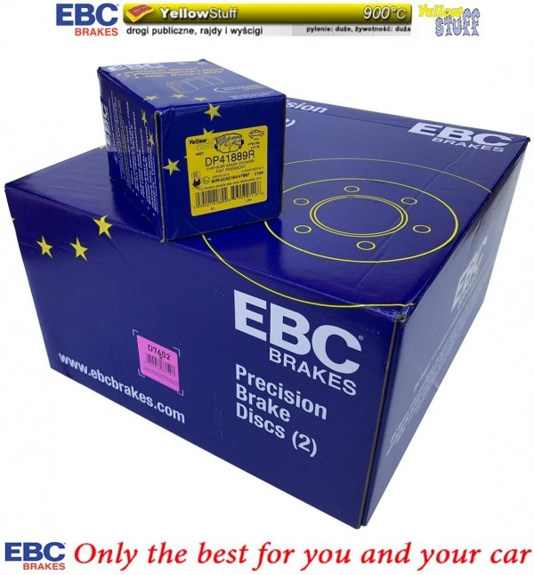 Tylne klocki YellowStuff + tarcze hamulcowe 328mm EBC seria Premium Fiat Freemont 2012-