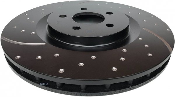Przednie CERAMICZNE klocki RedStuff + NAWIERCANE NACINANE tarcze hamulcowe 355mm EBC seria GD Ford Mustang 2005-2014