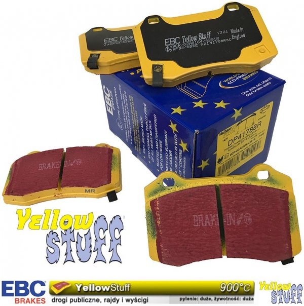 Tylne klocki YellowStuff + NAWIERCANE NACINANE tarcze hamulcowe EBC seria GD Jeep Grand Cherokee SRT / Trackhawk