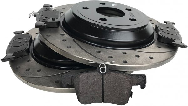 Tylne klocki + WIERCONE NACINANE tarcze hamulcowe 302mm BLACK Ford Escape 2020-