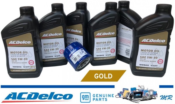 Filtr + olej silnikowy ACDelco Gold Synthetic Blend 5W30 API SP GF-6 Buick Allure 5,3 V8