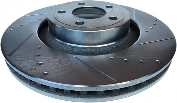 Przednie klocki + WIERCONE tarcze hamulcowe 352mm POWERSTOP Ford Mustang 2015-