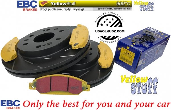 Przednie klocki YellowStuff + NACINANE tarcze hamulcowe 330mm EBC seria USR GMC Yukon 2007-2008
