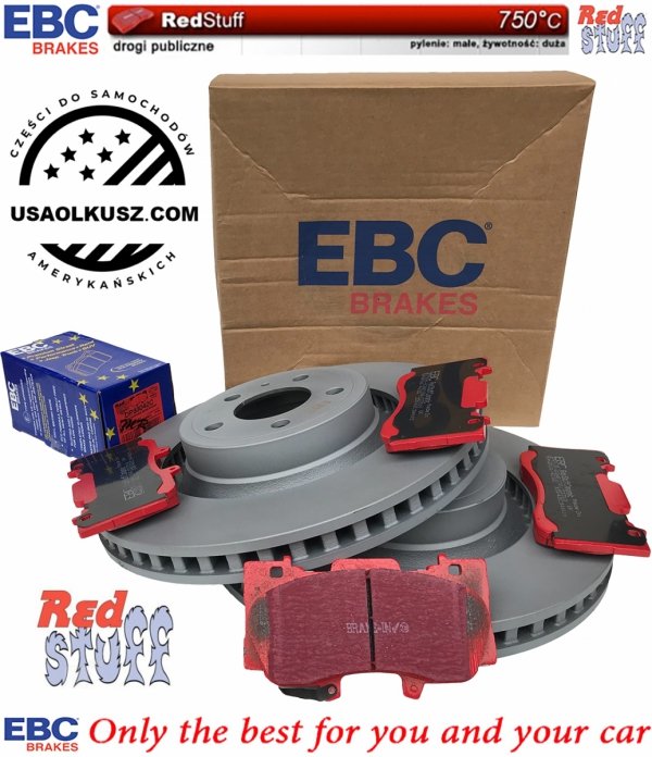 Przednie klocki RedStuff + tarcze hamulcowe 352mm EBC seria PREMIUM Ford Mustang 2015-