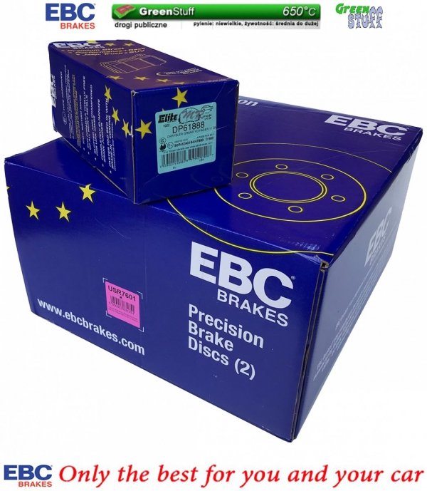 Przednie klocki GreenStuff + NACINANE tarcze hamulcowe 330mm EBC seria USR Chrysler Pacifica 2017-