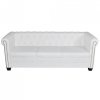 Sofa 3-osobowa w stylu Chesterfield, sztuczna skóra, biała