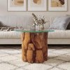 Stolik kawowy z drewna tekowego patynowanego wodą, 60 cm