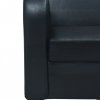 Sofa 3-osobowa, sztuczna skóra, czarna