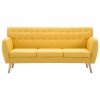 3-osobowa sofa tapicerowana tkaniną, 172x70x82 cm, żółta