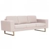 Sofa 3-osobowa, tapicerowana tkaniną, kremowa