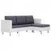 3-osobowa sofa z poduszkami, biała, sztuczna skóra