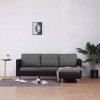 3-osobowa sofa z poduszkami, czarna, sztuczna skóra