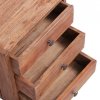 Szafka nocna, 3 szuflady, 35x25x35 cm, lite drewno z mahoniowe