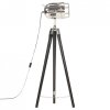 Lampa podłogowa na trójnogu, czarna, lite drewno mango, 97 cm
