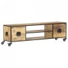 Szafka pod TV, 130 x 30 x 39 cm, lite drewno mango