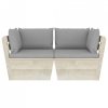 Ogrodowa sofa 2-osobowa z palet, z poduszkami, drewno świerkowe