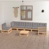 8-cz. zestaw mebli ogrodowych z poduszkami, lite drewno sosnowe