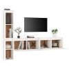 Szafki pod TV, 4 szt., białe, lite drewno sosnowe