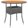 Stolik ogrodowy, Ø80x75 cm, drewno akacjowe i rattan PE, szary