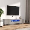 Zestaw 2 szafek TV z oświetleniem LED, szary dąb sonoma