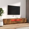 Zestaw 2 szafek TV z oświetleniem LED, przydymiony dąb