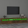 Szafka pod TV z oświetleniem LED, przydymiony dąb, 240x35x40 cm