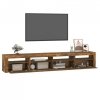 Szafka pod TV z oświetleniem LED, przydymiony dąb, 240x35x40 cm
