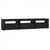 Szafka pod TV z oświetleniem LED, czarna, 180x35x40 cm