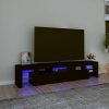 Szafka pod TV z oświetleniem LED, czarna 200x36,5x40 cm
