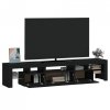 Szafka pod TV z oświetleniem LED, czarna 200x36,5x40 cm