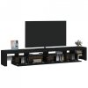 Szafka pod TV z oświetleniem LED, czarna, 260x36,5x40 cm