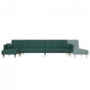 Sofa rozkładana L, ciemnozielona, 275x140x70 cm, aksamit