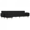Sofa rozkładana L, czarna, 275x140x70 cm, aksamit