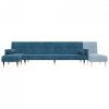 Sofa rozkładana L, niebieska, 271x140x70 cm, aksamit