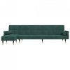 Sofa rozkładana L, ciemnozielona, 271x140x70 cm, aksamit