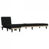 Sofa rozkładana w kształcie L, czarna, 255x140x70 cm, tkanina