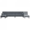 Sofa rozkładana L, ciemnoszara, 260x140x70 cm, aksamit