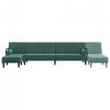 Sofa rozkładana L, ciemnozielona, 260x140x70 cm, aksamit